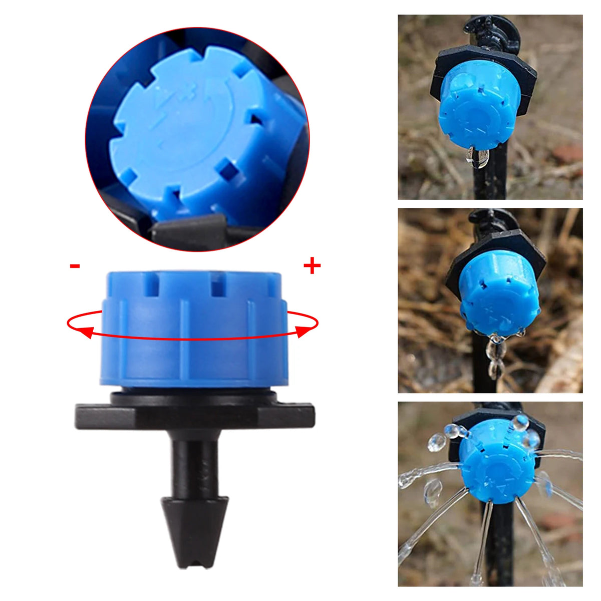 100 Pcs Adjustable Irrigation Dripper, Irrigation Sprinkler Head Irrigation Drippers Drip Watering Micro Sprinklers Drip Emitter System For Home 600x600 100 Pcs Adjustable Irrigation Dripper, Irrigation Sprinkler Head Irrigation Drippers Drip Watering Micro Sprinklers Drip Emitter System For Home 600x600